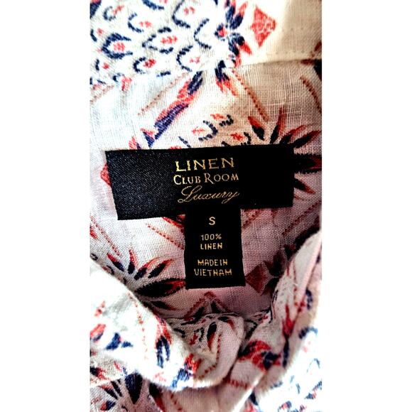 Linen Club Room Luxury Mens Pineapple 100% Linen Button-Down Shirt , Sz S - Picture 3 of 8